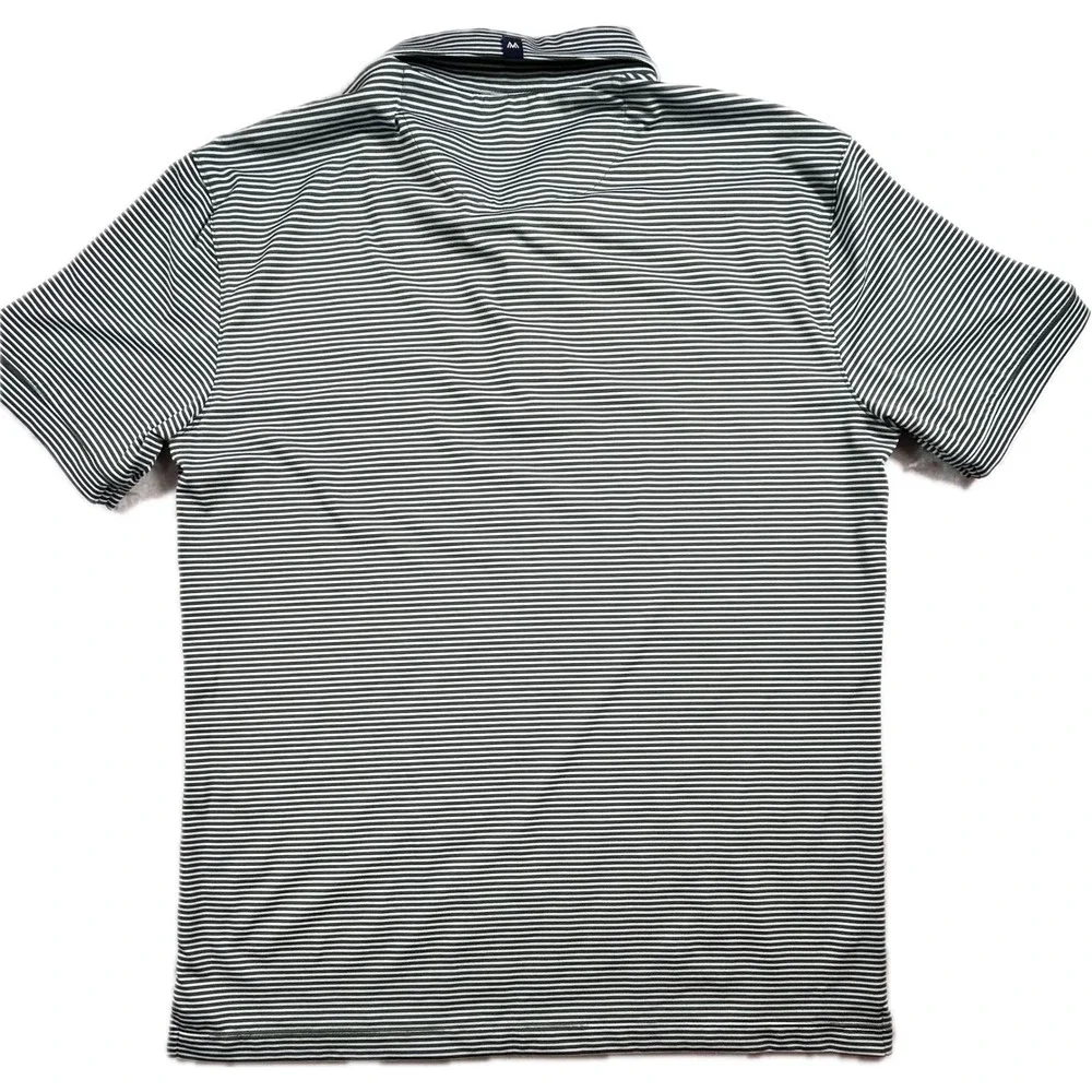 Mizzen+Main Versa Polo Mens Large Trim Fit Green Stripe Performance Golf Shirt